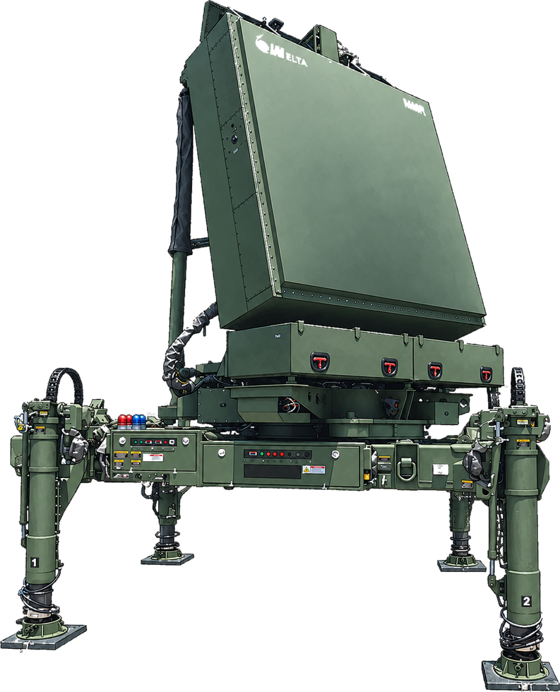 رادار MMR من إنتاج ELTA Systems، لوح مسطّح مائل على أربع قوائم تثبيت